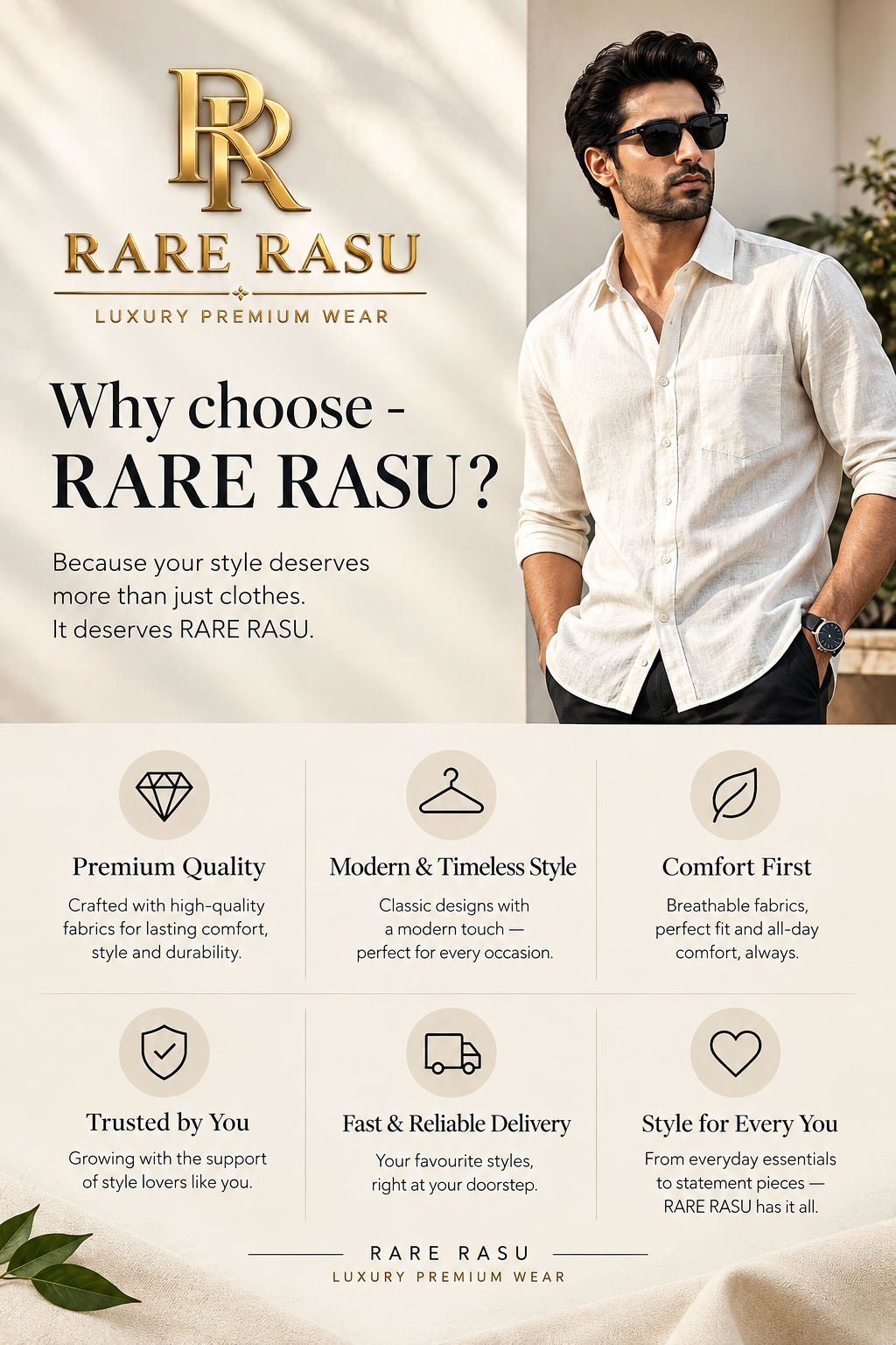 RARE RASU Premium Linen Blend Shirt with Contrast Denim Collar & Utility Pockets – Full Sleeve