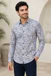 RARE RASU Men’s Premium Floral Botanical  Print Shirt – Pastel Sage Green Full Sleeve Casual Shirt