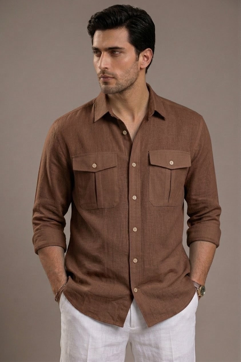 RARE RASU Luxe Linen Utility Shirt