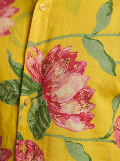 RARE RASU Premium Quality Vibrant Sunshine Lotus Printed Full-Sleeve Casual Shirt | Premium Men's Apparel