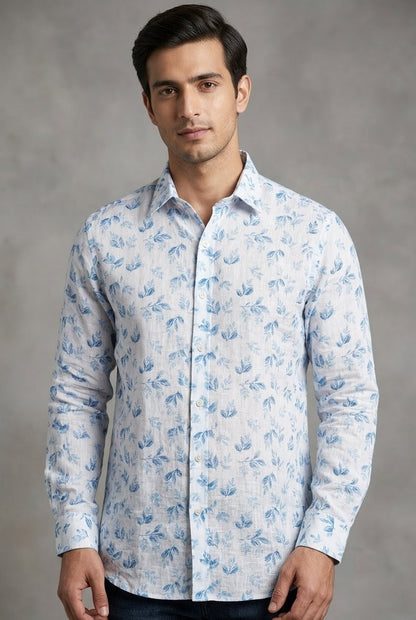 RARE RASU Men’s Premium Quality Leaf Floral Printed Full Sleeve Shirt  | Smart Casual Collection