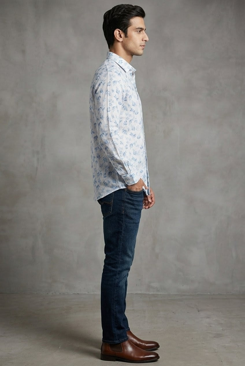 RARE RASU Men’s Premium Quality Leaf Floral Printed Full Sleeve Shirt  | Smart Casual Collection