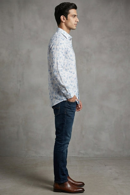 RARE RASU Men’s Premium Quality Leaf Floral Printed Full Sleeve Shirt  | Smart Casual Collection