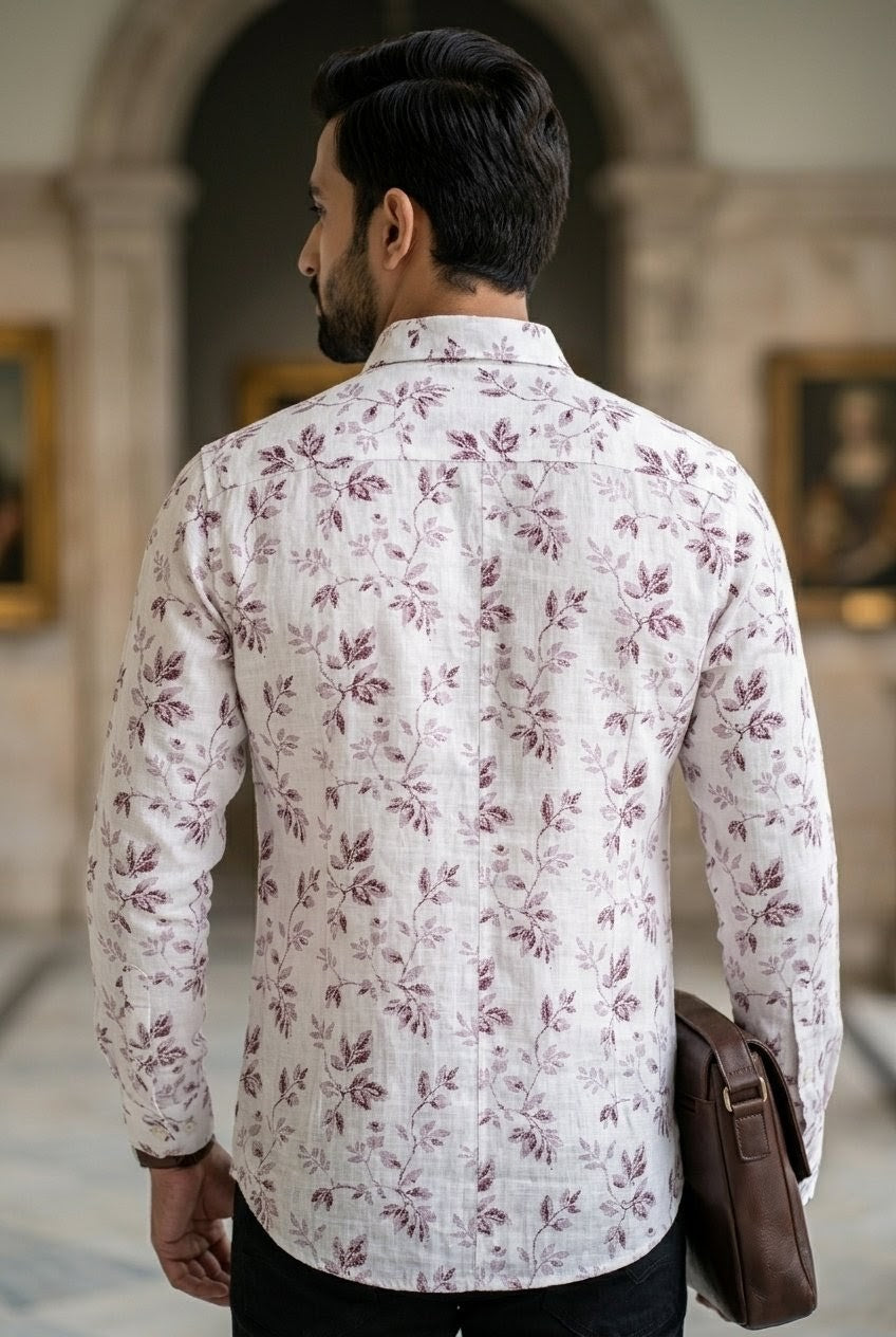 RARE RASU Men’s Premium Quality Leaf Floral Printed Full Sleeve Shirt  | Smart Casual Collection