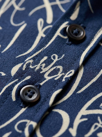RARE RASU Men’s Premium Abstract Letter Printed Full Sleeve Shirt | Modern Casual & Smart Wear