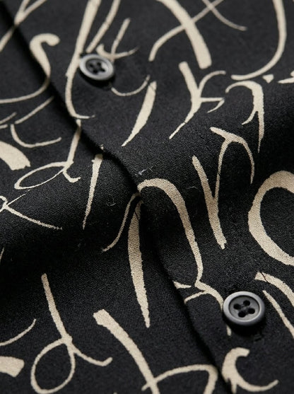 RARE RASU Men’s Premium Abstract Letter Printed Full Sleeve Shirt | Modern Casual & Smart Wear