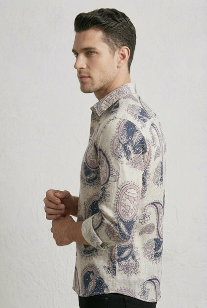 RARE RASU Men’s Premium Paisley Print Full Sleeve Shirt | Artistic Floral Ethnic Pattern | Smart Casual Wear