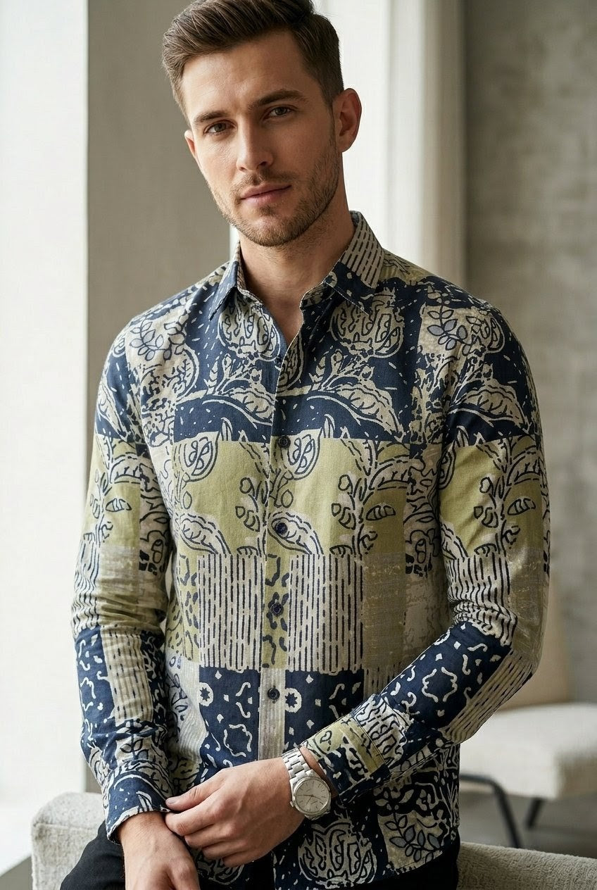RARE RASU Men’s Premium Paisley Print Full Sleeve Shirt | Artistic Floral Ethnic Pattern | Smart Casual Wear