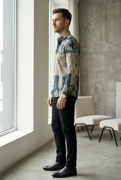 RARE RASU Men’s Premium Paisley Print Full Sleeve Shirt | Artistic Floral Ethnic Pattern | Smart Casual Wear