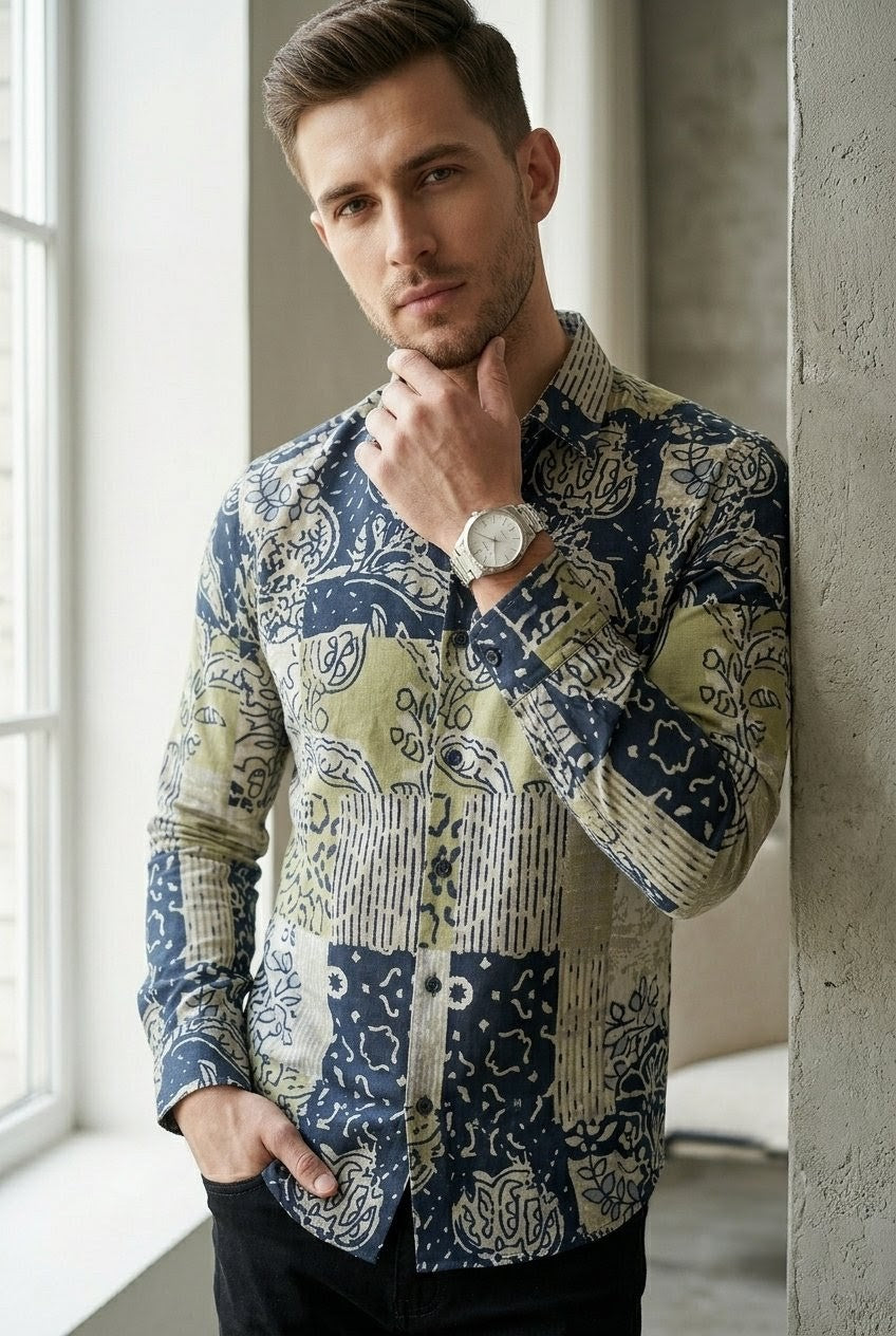 RARE RASU Men’s Premium Paisley Print Full Sleeve Shirt | Artistic Floral Ethnic Pattern | Smart Casual Wear