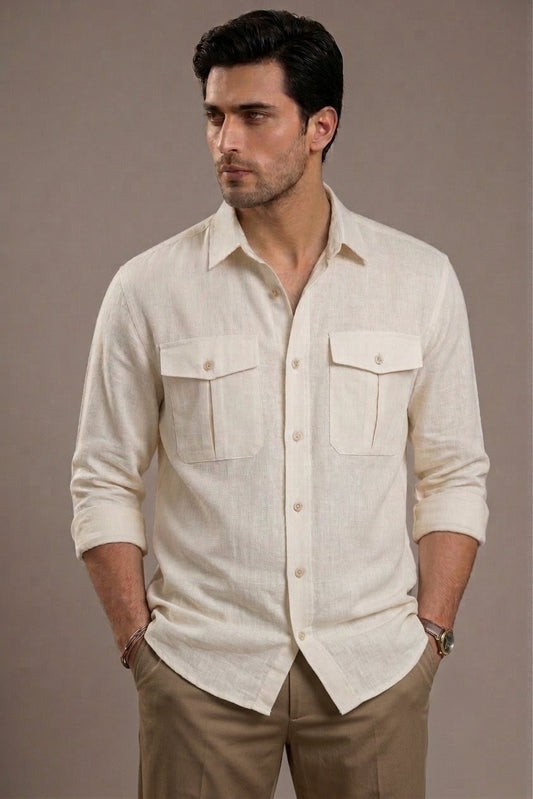 RARE RASU Luxe Linen Utility Shirt