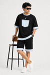 RARE RASU – Denim Edge Co-Ord Set | Premium Cotton & Denim Twin Set (Black)