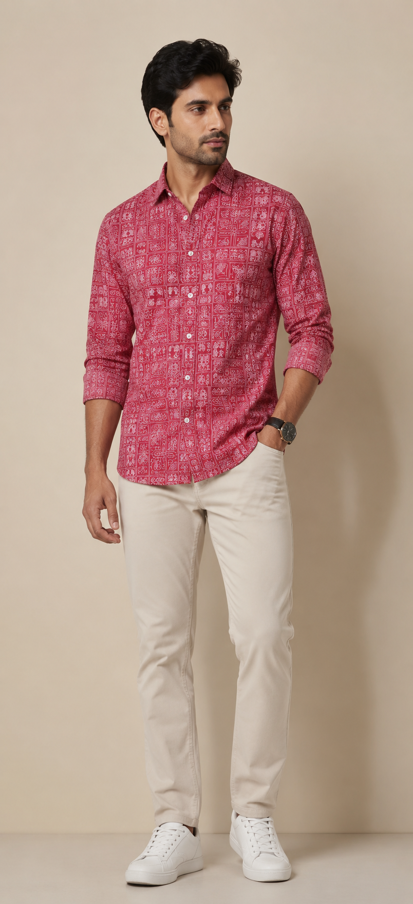 RARE RASU Men’s Premium Quality Geometric Printed Shirt – Full Sleeve Casual Shirt