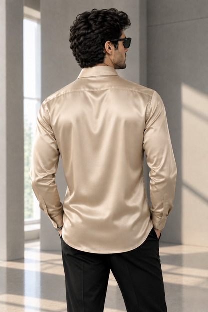 Men’s Premium Black Draped Cowl Neck Shirt | Full Self Designer Sleeve Luxury Shirt