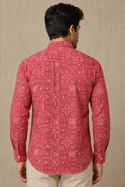 RARE RASU Men’s Premium Quality Geometric Printed Shirt – Full Sleeve Casual Shirt