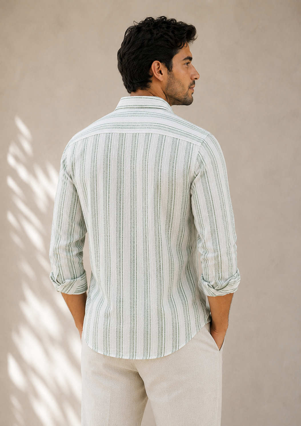 RARE RASU Classic Striped Breathable Full Sleeve Premium Linen Blend Casual Shirt