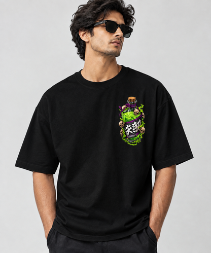 Premium Quality Toxic Skull Potion Graphic Oversized T-Shirt for Men – Black