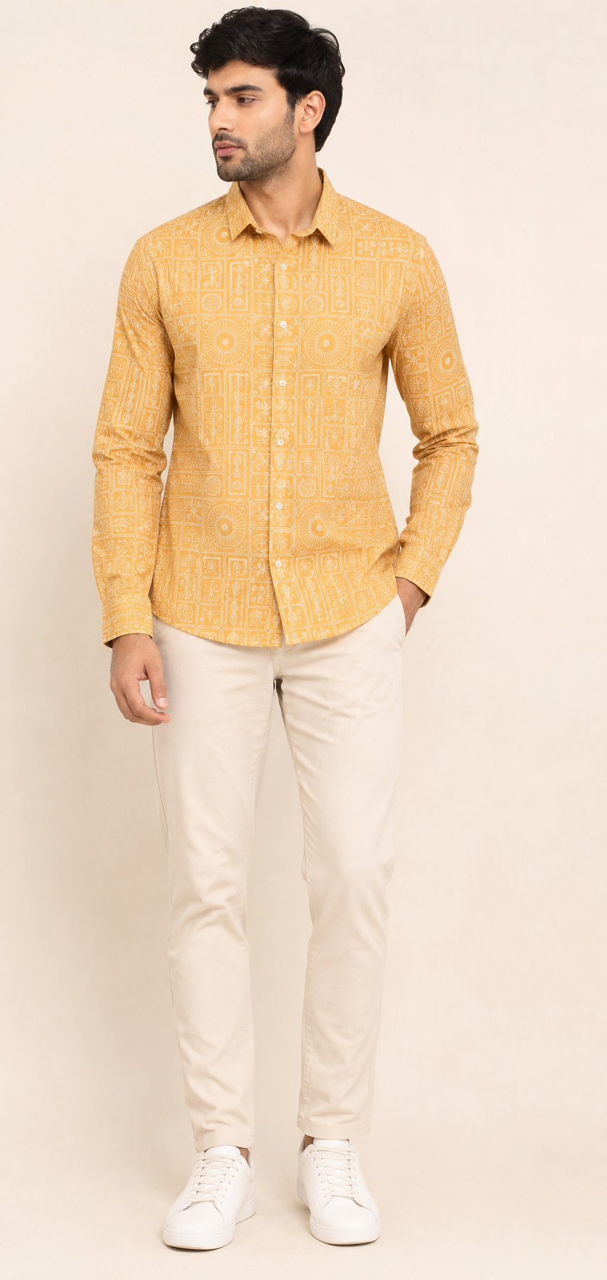 RARE RASU Men’s Premium Quality Geometric Printed Shirt – Full Sleeve Casual Shirt