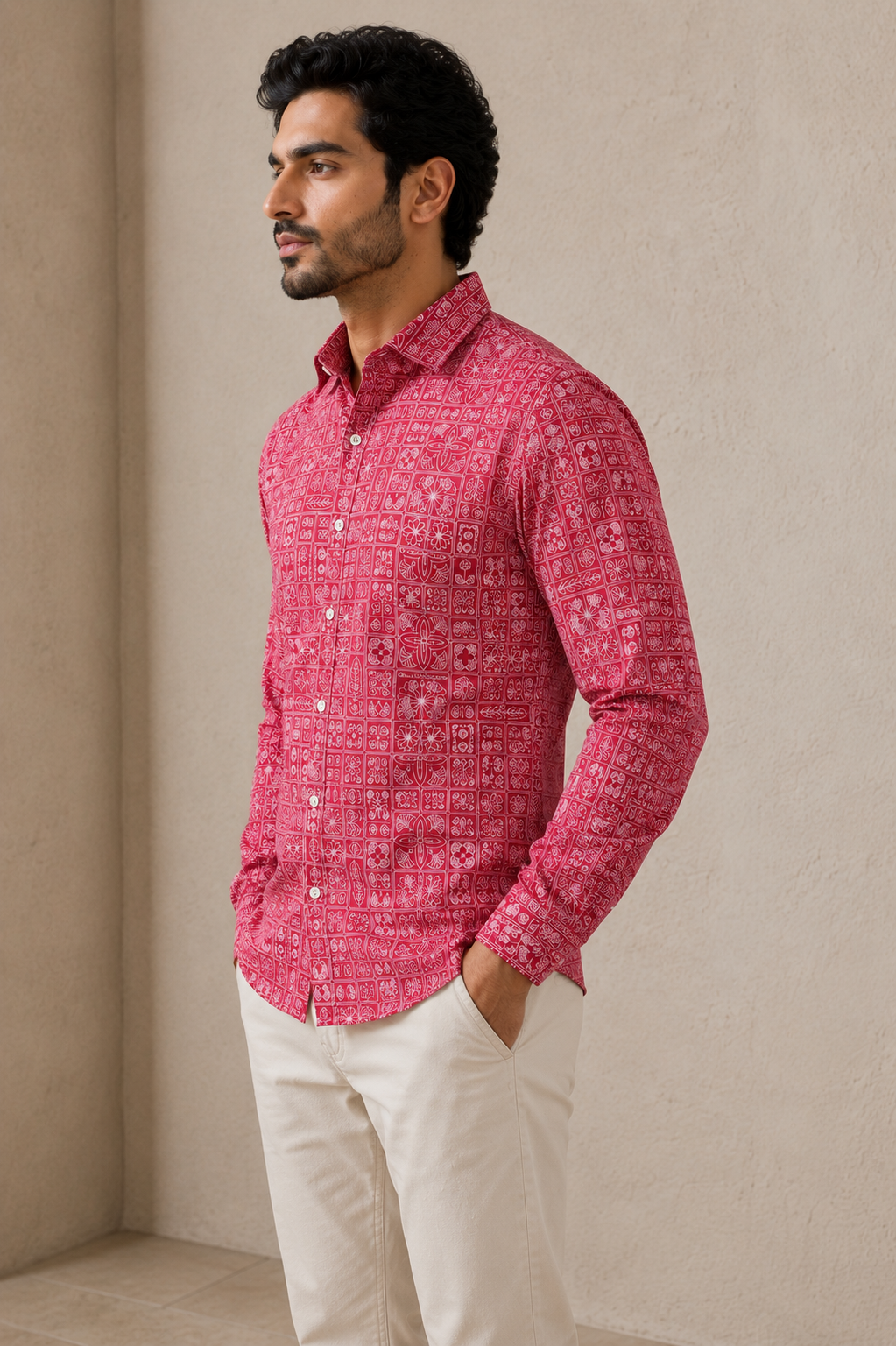 RARE RASU Men’s Premium Quality Geometric Printed Shirt – Full Sleeve Casual Shirt