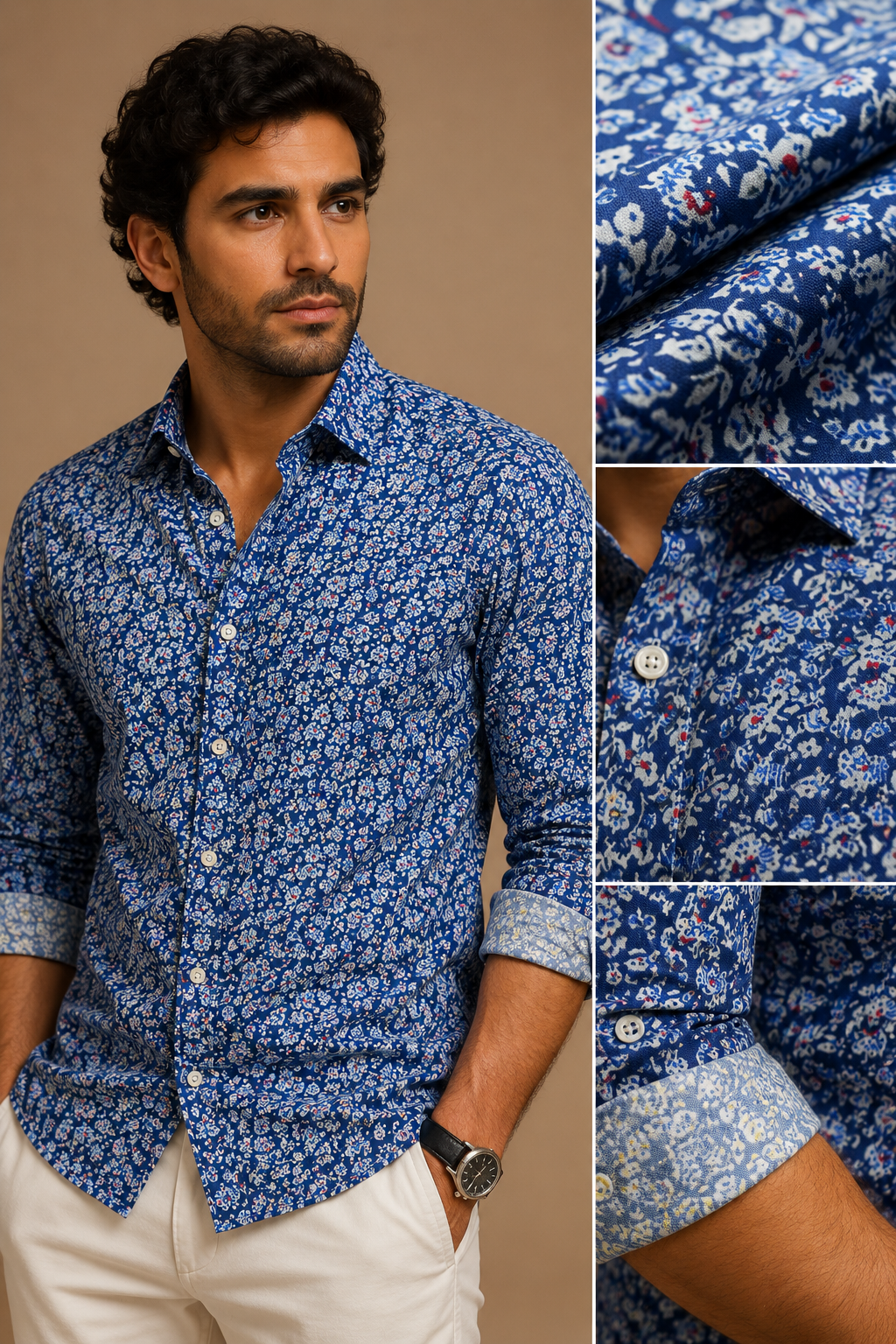 RARE RASU Men's Blue Floral Printed Full Sleeve Shirt – Premium Casual Collection