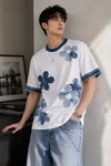 RARE RASU Premium Quality Cotton With Denim Bloom Patchwork T-shirt
