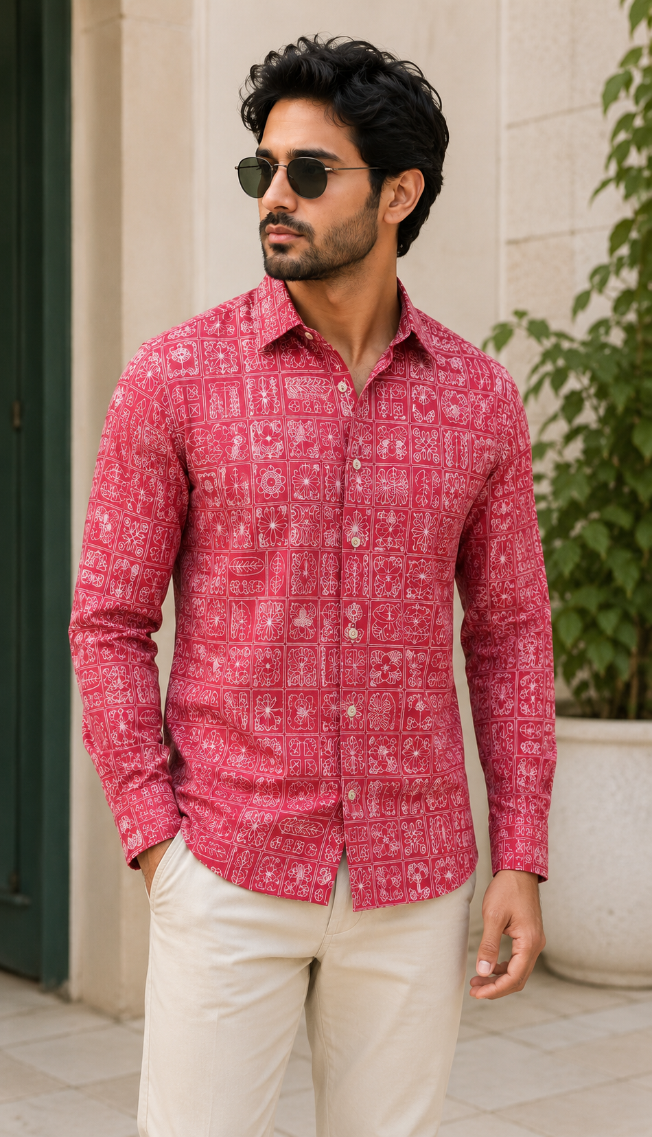 RARE RASU Men’s Premium Quality Geometric Printed Shirt – Full Sleeve Casual Shirt