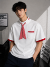 Men's Modern Gingham Necktie & Mock Neck Short-Sleeve T-shirt | Unique Style Designer T-shirt